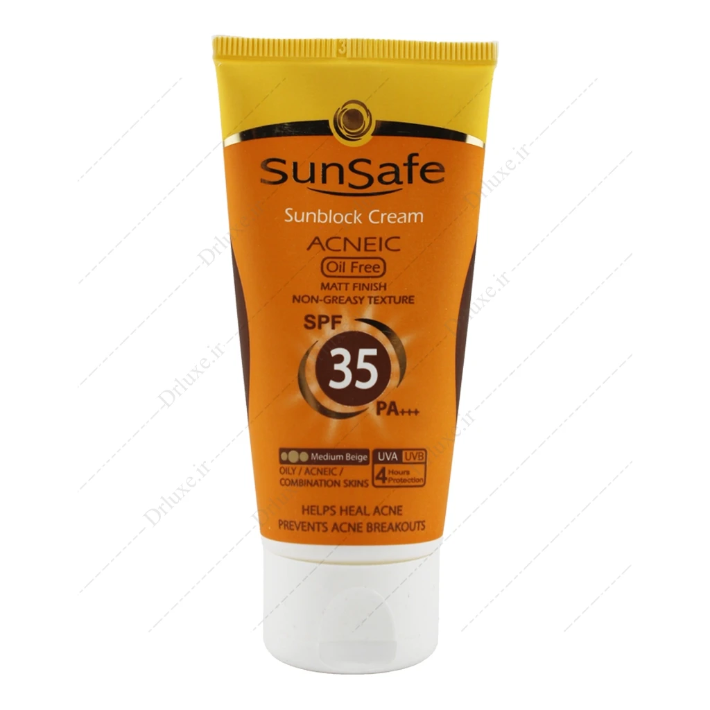 کرم ضد آفتاب SPF35 رنگی پوست چرب و آکنه ای سان سیف 50 میل